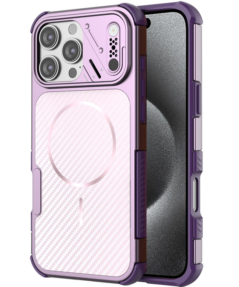 Funda MagSafe para Apple iPhone 16 Pro Max, OEM, Protección de Carbono y Esquinas, Morado