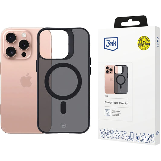 Funda MagSafe para Apple iPhone 16 Pro Max, 3MK, Smoke MagCase, Negro