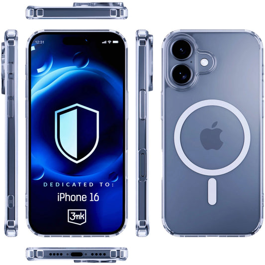Funda MagSafe para Apple iPhone 16 Plus, 3MK, MagCase, MagCase, Transparente