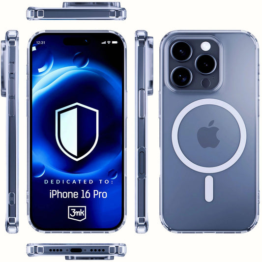 Funda MagSafe para Apple iPhone 16 Pro, 3MK, MagCase, MagCase, Transparente