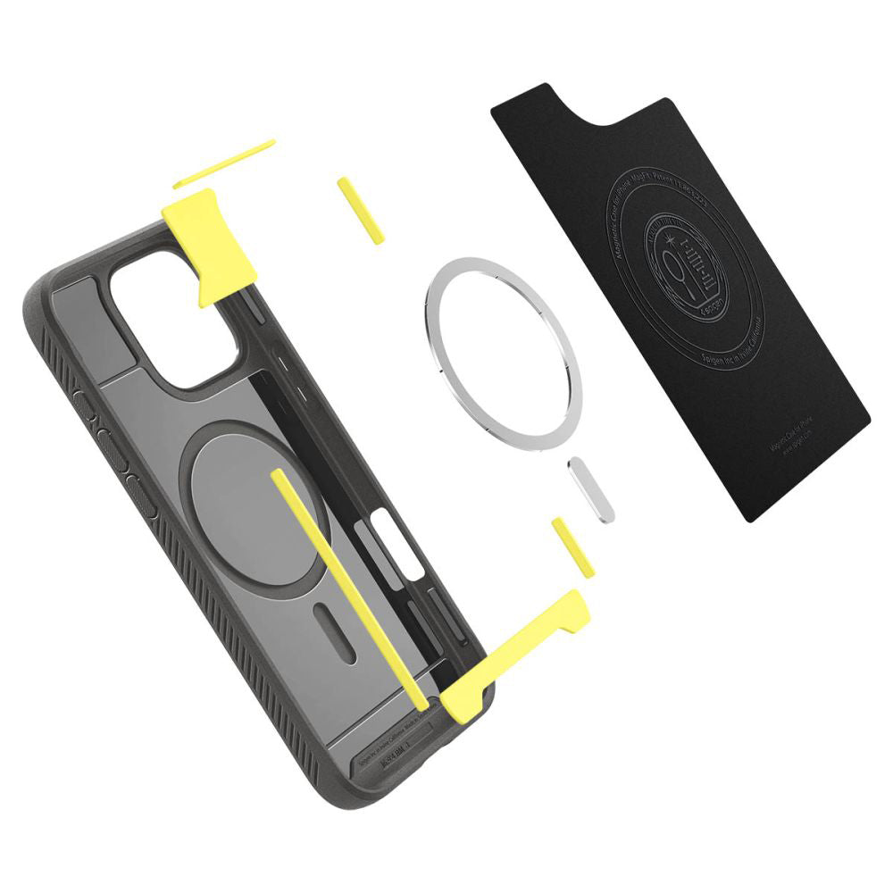 Funda MagSafe para Apple iPhone 16 Pro Max, Spigen, Rugged Armor, Gris ACS07987