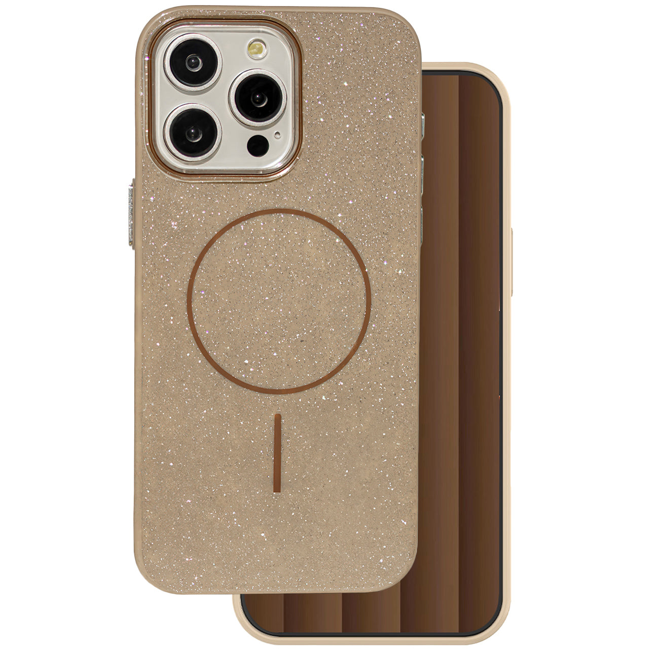 Funda MagSafe para Apple iPhone 15 Pro, OEM, Glitter Thin Mag, Marrón