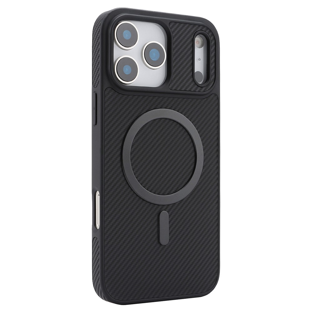 Funda MagSafe para Apple iPhone 17 Pro Max, OEM, Anillo de Metal de Carbono, Negra