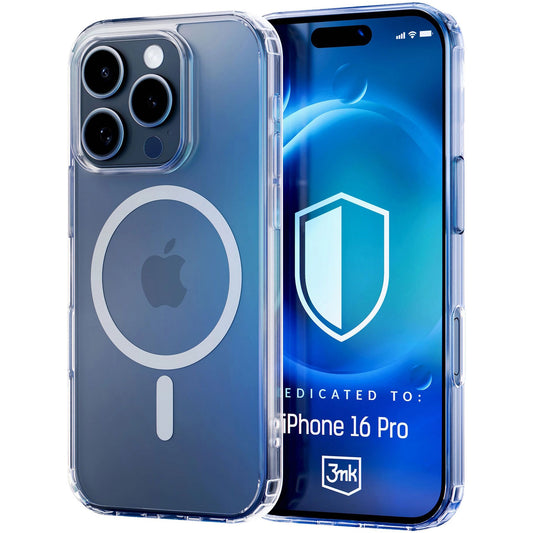Funda MagSafe para Apple iPhone 16 Pro, 3MK, MagCase, MagCase, Transparente