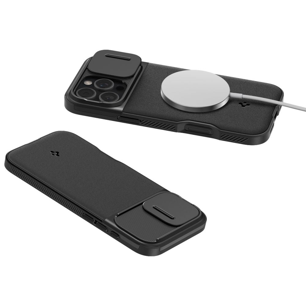 Funda MagSafe para Apple iPhone 16 Pro Max, Spigen, OPTIK ARMOR, Negro ACS08015