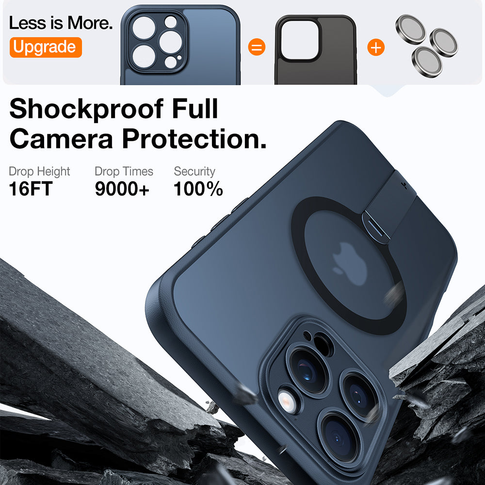 Funda MagSafe para Apple iPhone 16 Pro Max, Torras, Pstand Spin, Negra