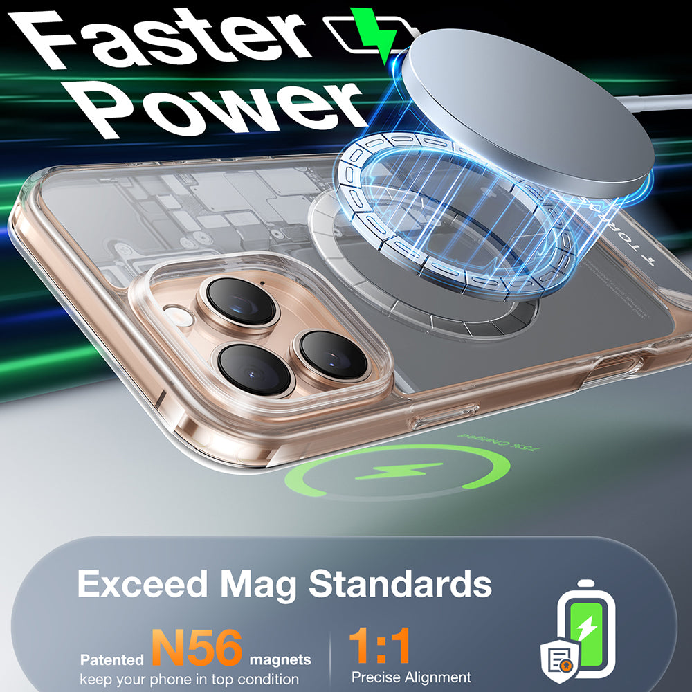 Funda MagSafe para Apple iPhone 16 Pro, Torras, Pstand, Transparente