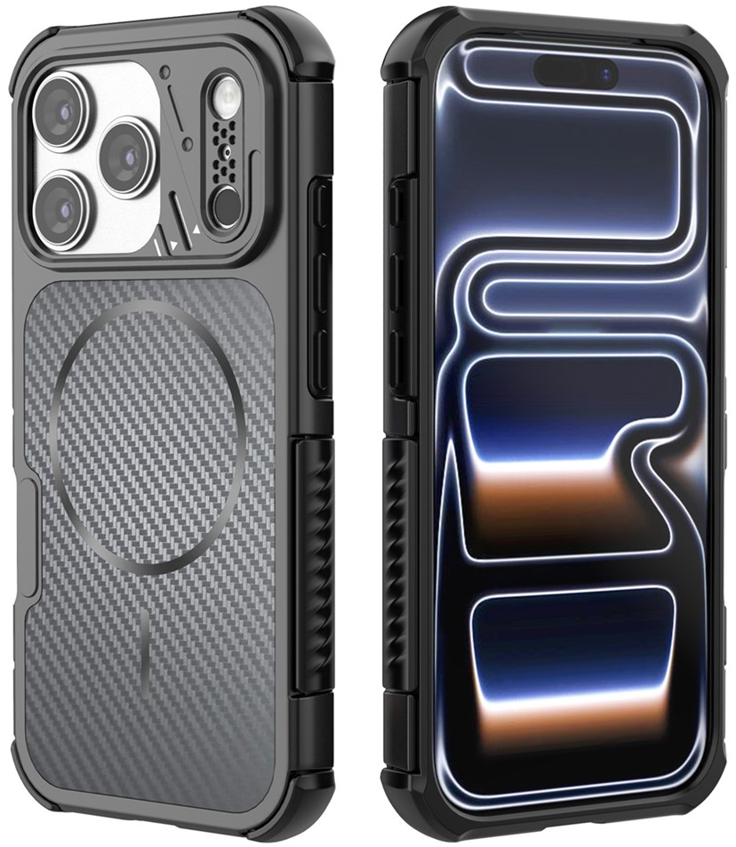 Funda MagSafe para Apple iPhone 18 Pro / 17 Pro, OEM, Protección de Carbono y Esquinas, Negra