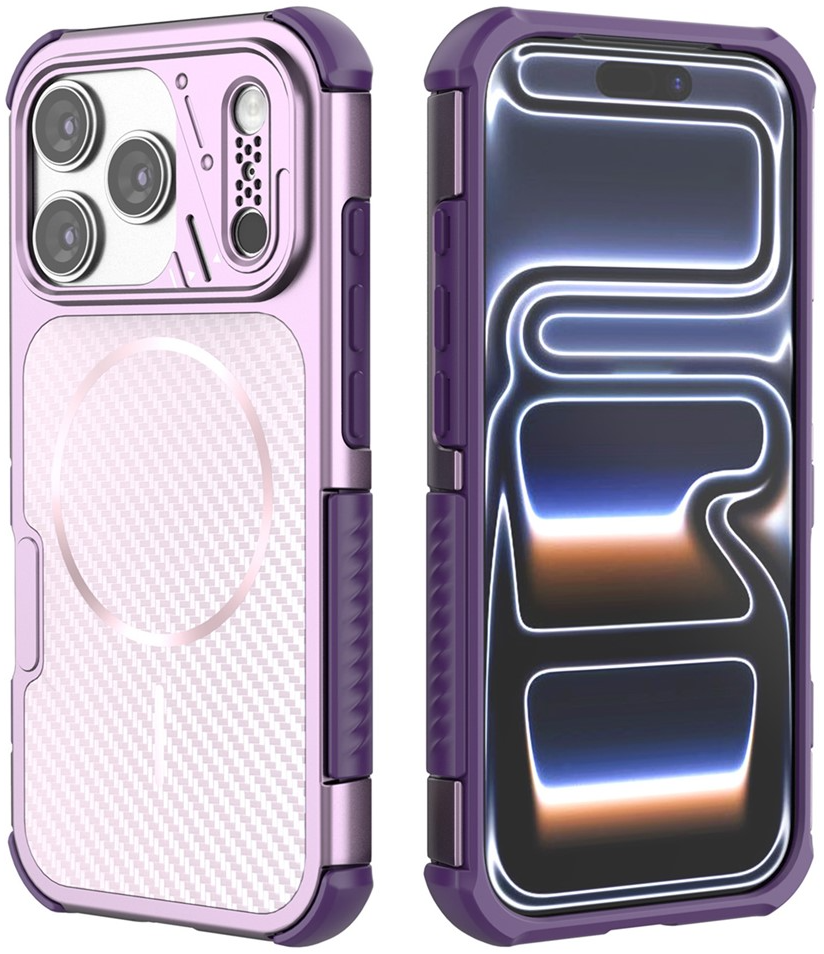 Funda MagSafe para Apple iPhone 18 Pro / 17 Pro, OEM, Protección de Carbono y Esquinas, Morado