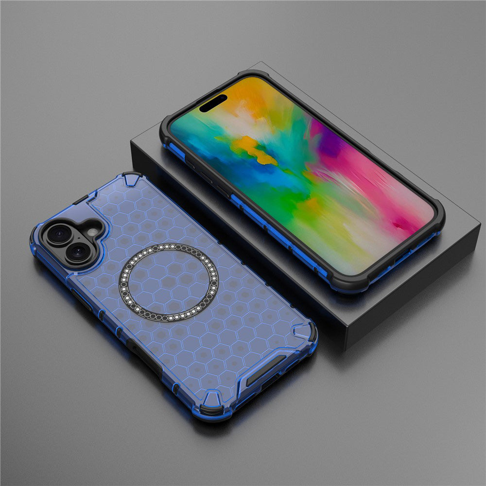 Funda MagSafe para Apple iPhone 16, Techsuit, HoneyComb Shield, Azul