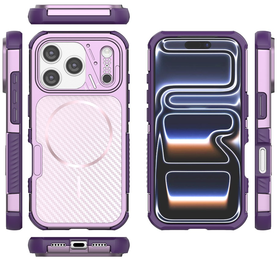 Funda MagSafe para Apple iPhone 18 Pro / 17 Pro, OEM, Protección de Carbono y Esquinas, Morado