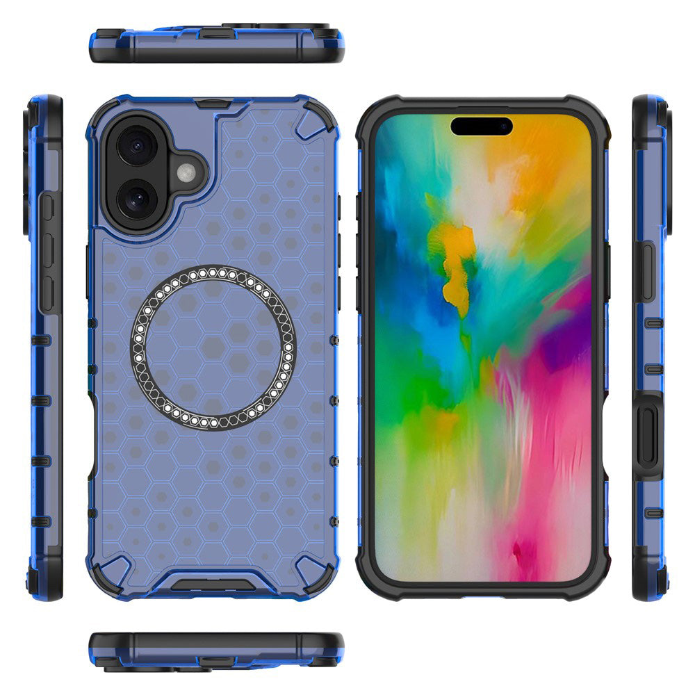 Funda MagSafe para Apple iPhone 16, Techsuit, HoneyComb Shield, Azul