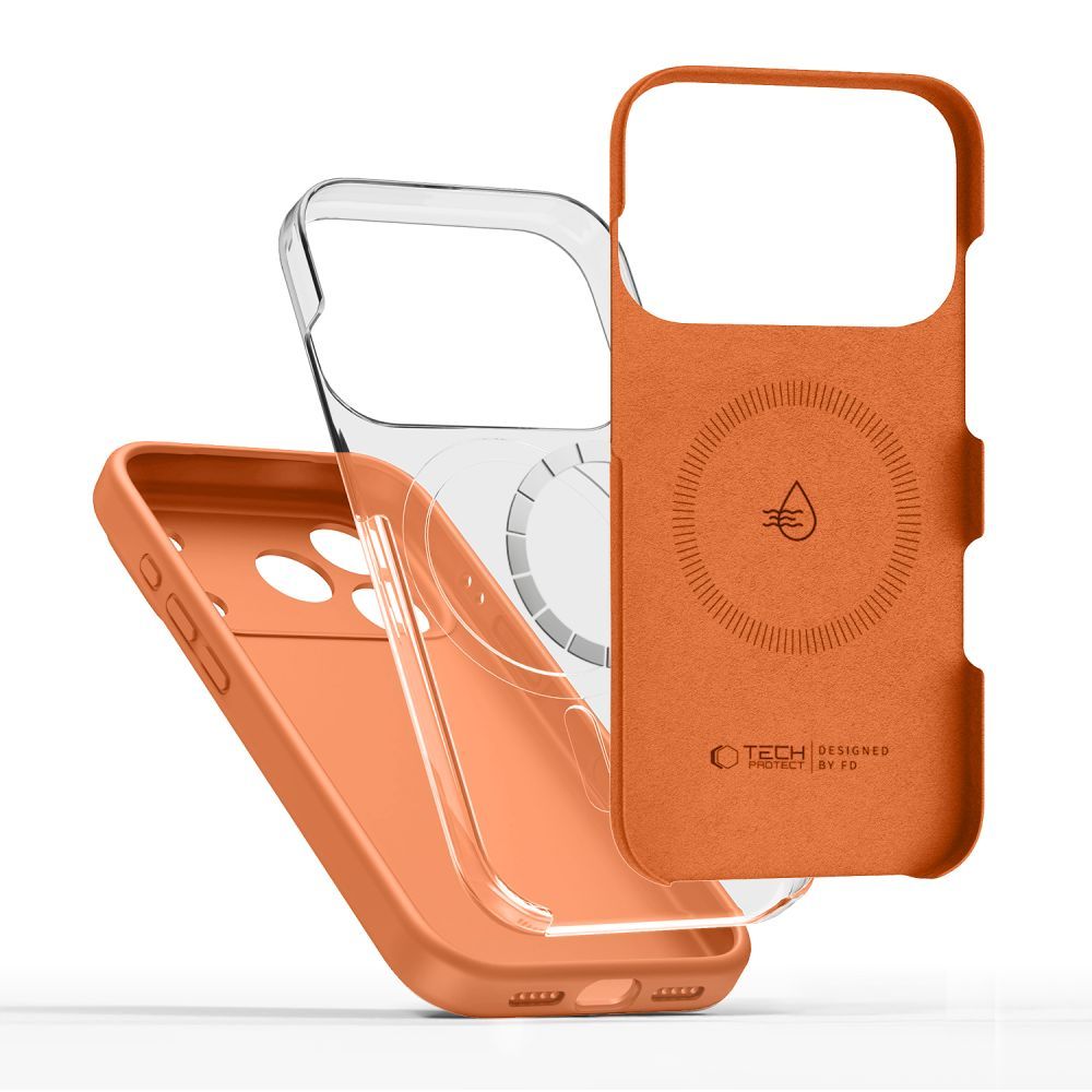 Funda MagSafe para Apple iPhone 17 Pro, Tech-Protect, Silicona, Naranja