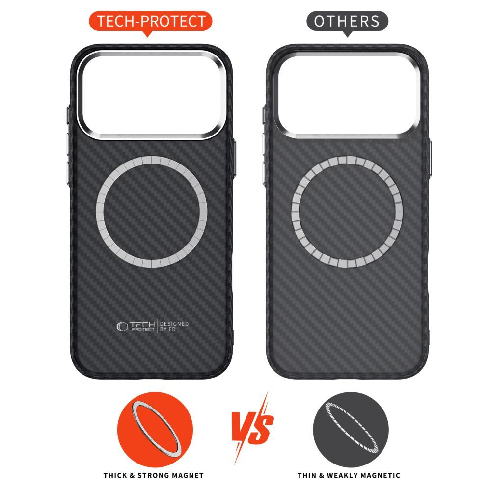 Funda MagSafe para Apple iPhone 17 Pro, Tech-Protect, Ion Carbon, Negra
