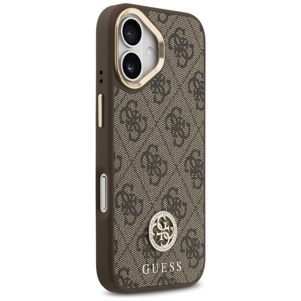 Funda MagSafe para Apple iPhone 17, Guess, 4G Strass Logo con Correa Grande, Marrón, Reacondicionada