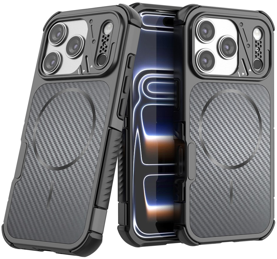 Funda MagSafe para Apple iPhone 18 Pro / 17 Pro, OEM, Protección de Carbono y Esquinas, Negra