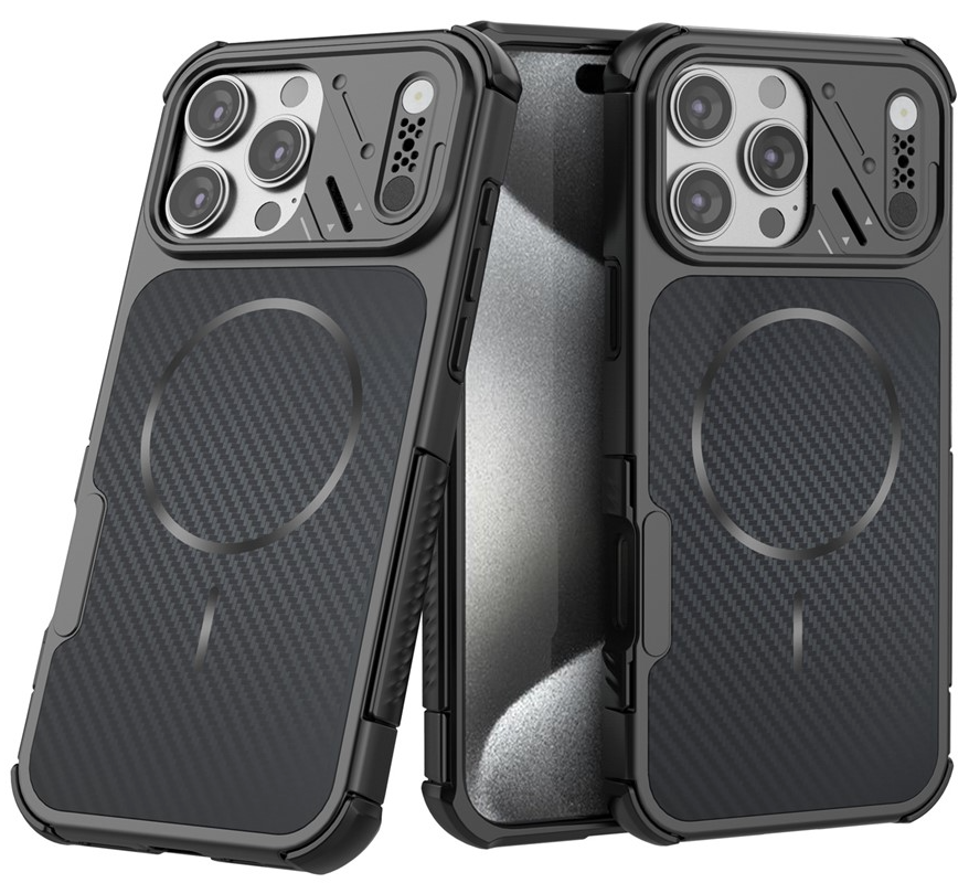 Funda MagSafe para Apple iPhone 16 Pro Max, OEM, Protección de Carbono y Esquinas, Negra