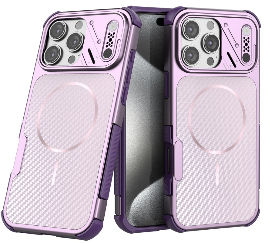 Funda MagSafe para Apple iPhone 16 Pro Max, OEM, Protección de Carbono y Esquinas, Morado