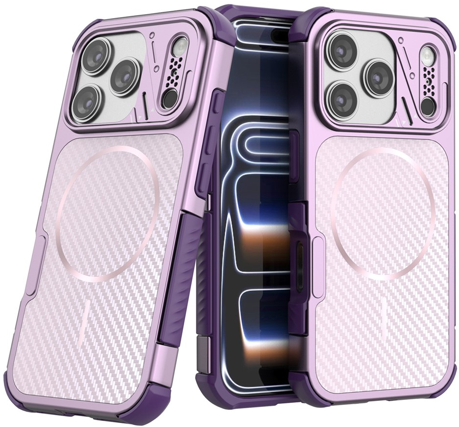 Funda MagSafe para Apple iPhone 18 Pro Max / 17 Pro Max, OEM, Protección de Carbono y Esquinas, Morado