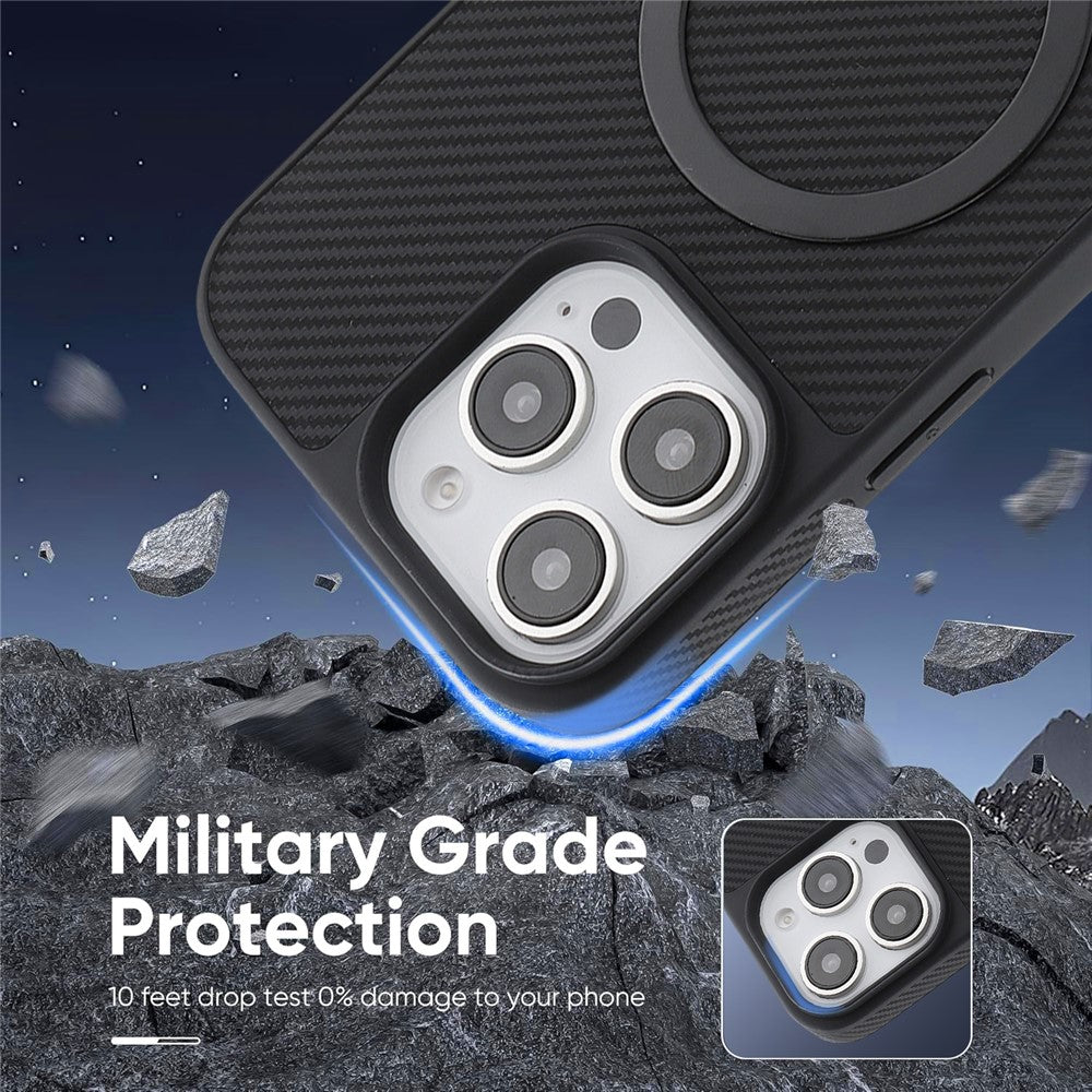 Funda MagSafe para Apple iPhone 16 Pro Max, OEM, Anillo de Metal de Carbono, Negra