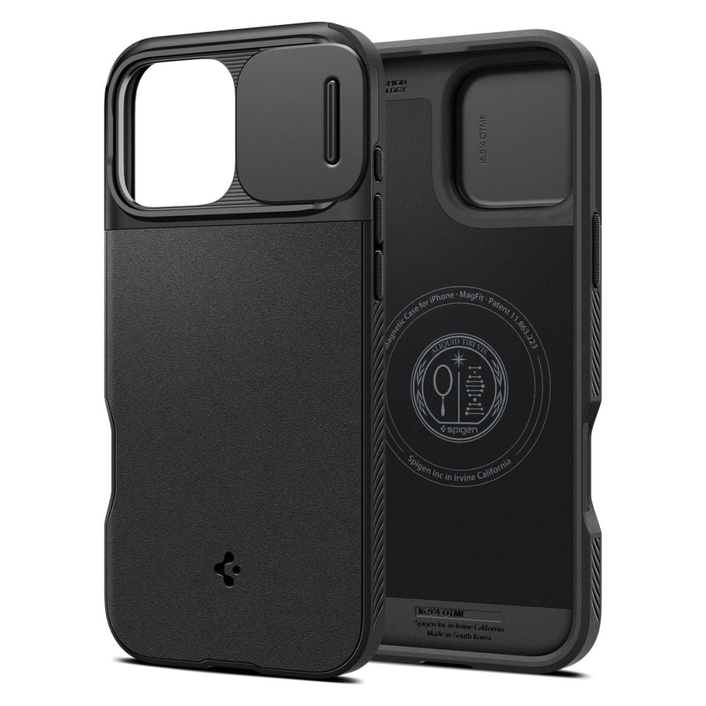 Funda MagSafe para Apple iPhone 16 Pro Max, Spigen, OPTIK ARMOR, Negro ACS08015