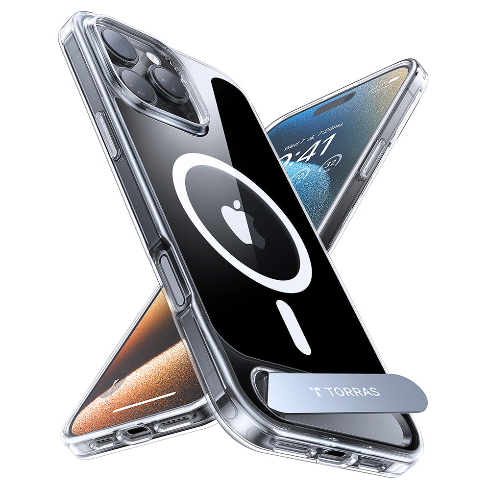 Funda MagSafe para Apple iPhone 16 Pro Max, Torras, Pstand, Transparente