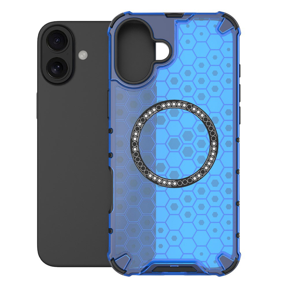 Funda MagSafe para Apple iPhone 16, Techsuit, HoneyComb Shield, Azul