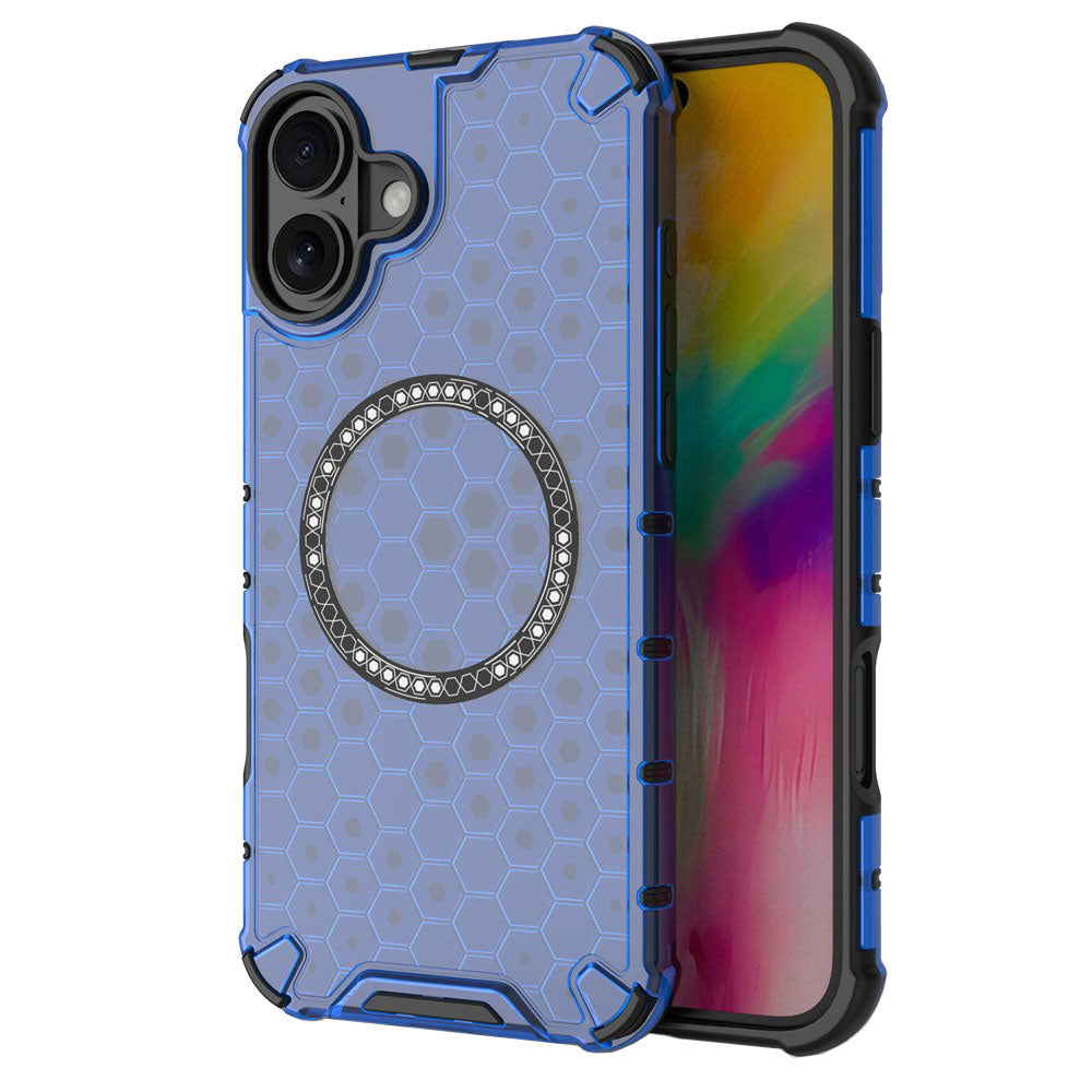 Funda MagSafe para Apple iPhone 16, Techsuit, HoneyComb Shield, Azul