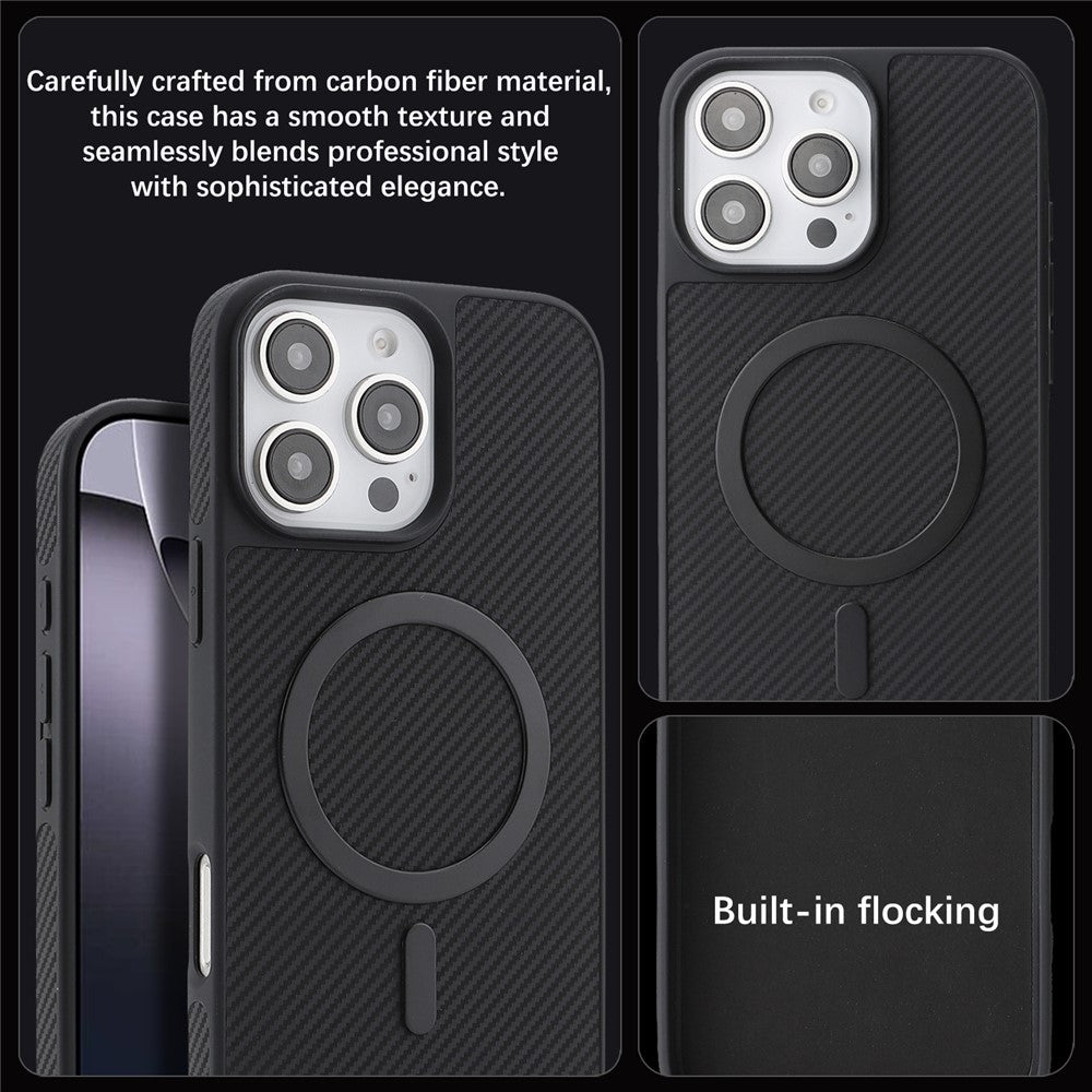 Funda MagSafe para Apple iPhone 16 Pro, OEM, Anillo de Metal de Carbono, Negra