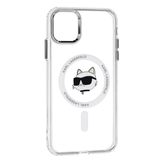 Funda MagSafe para Apple iPhone 11, Karl Lagerfeld, IML Metal Choupette's Head, Blanca.