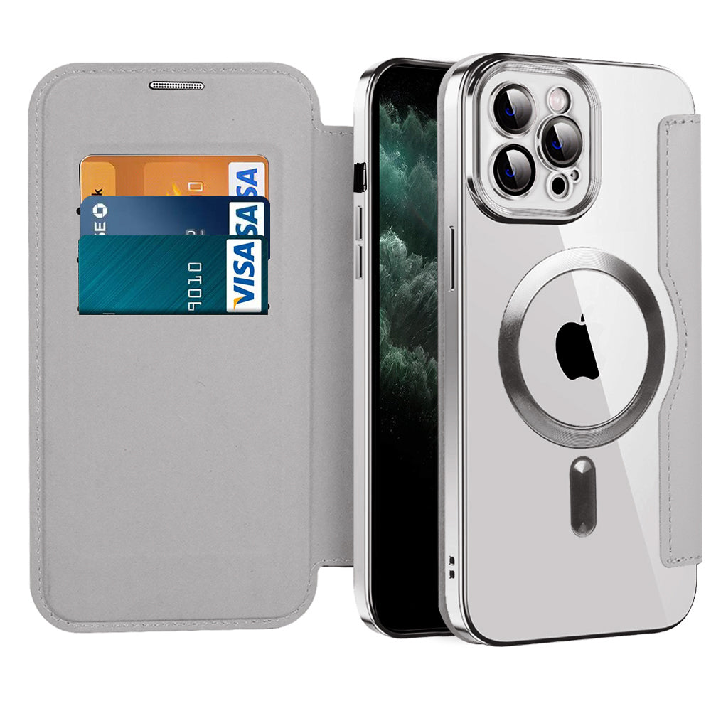 Funda MagSafe para Apple iPhone 11 Pro Max, Techsuit, SmartMag Book, Gris