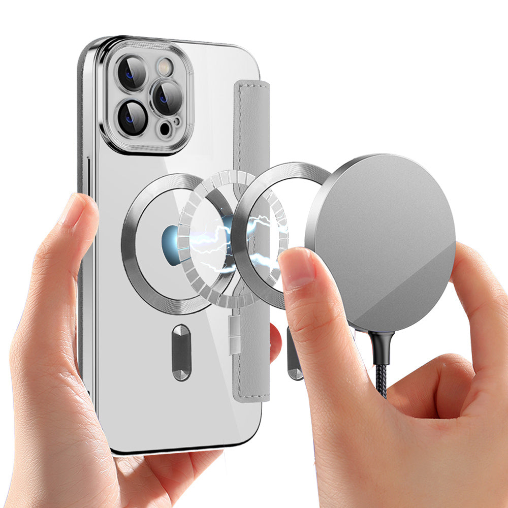 Funda MagSafe para Apple iPhone 11 Pro Max, Techsuit, SmartMag Book, Gris