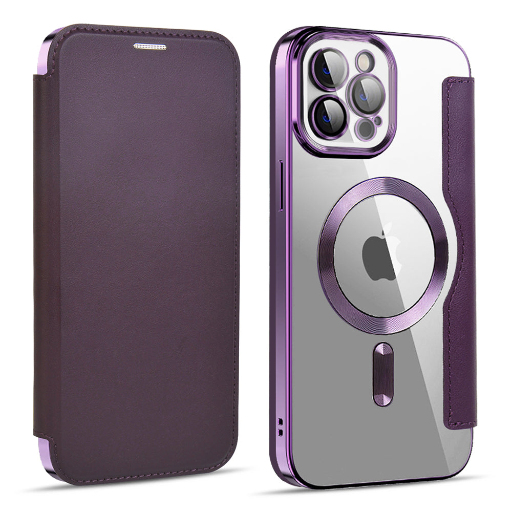Funda MagSafe para Apple iPhone 11 Pro Max, Techsuit, SmartMag Book, Morado