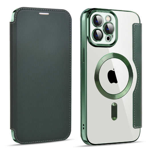 Funda MagSafe para Apple iPhone 11 Pro Max, Techsuit, SmartMag Book, Verde