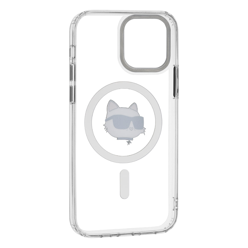 MagSafe Case for Apple iPhone 12 / 12 Pro, Karl Lagerfeld, IML Metal Choupette's Head, White
