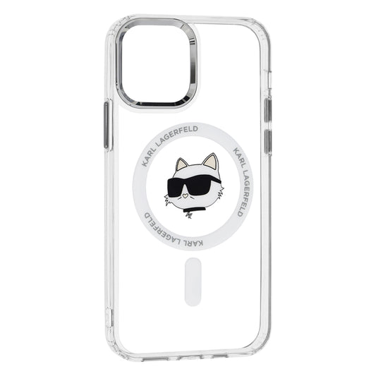 Funda MagSafe para Apple iPhone 12 / 12 Pro, Karl Lagerfeld, IML Metal Choupette's Head, Blanca