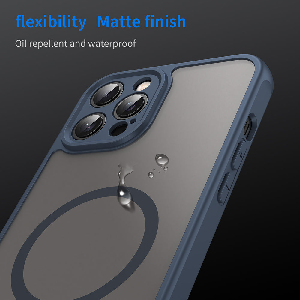 Funda MagSafe para Apple iPhone 12 Pro Max, Techsuit, HaloFrost II, Azul Marino
