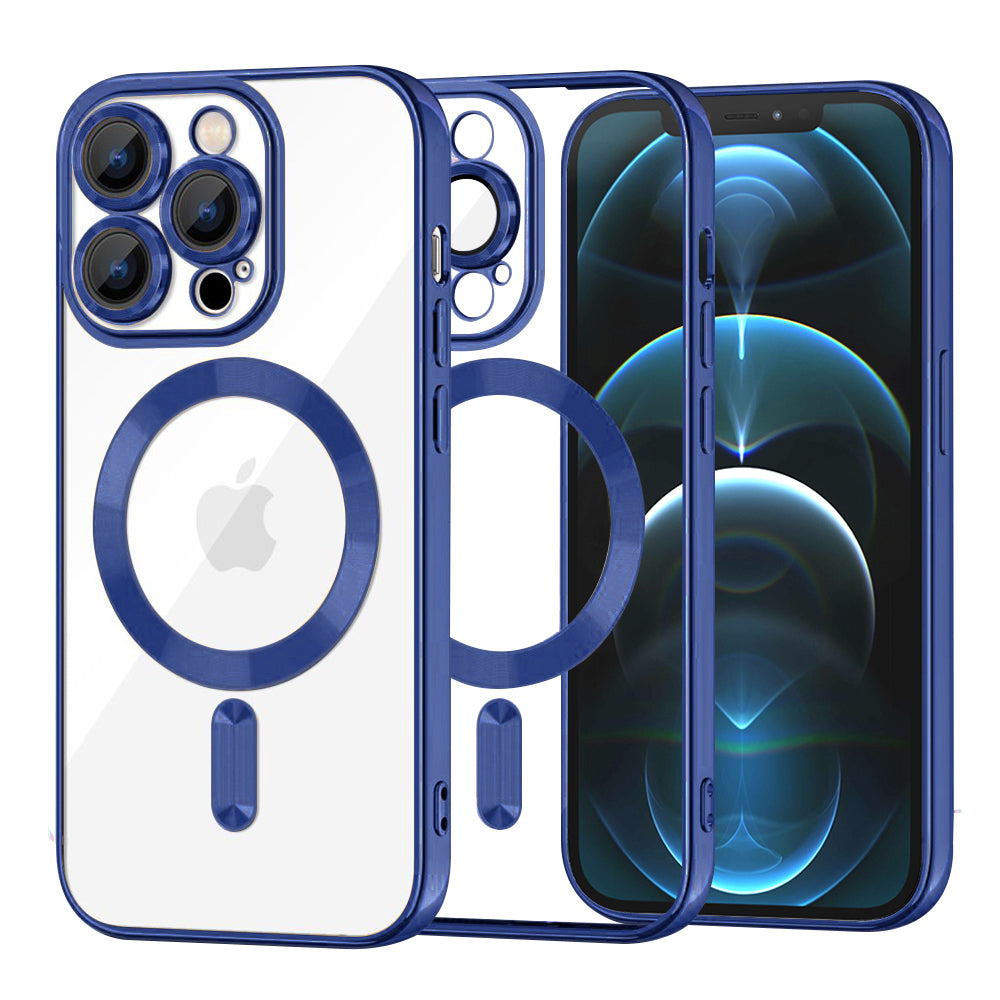 Funda MagSafe para Apple iPhone 12 Pro Max, Techsuit, Luxury Crystal, Azul Oscuro