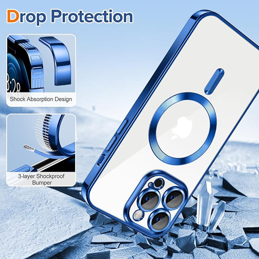 Funda MagSafe para Apple iPhone 12 Pro Max, Techsuit, Luxury Crystal, Azul Oscuro