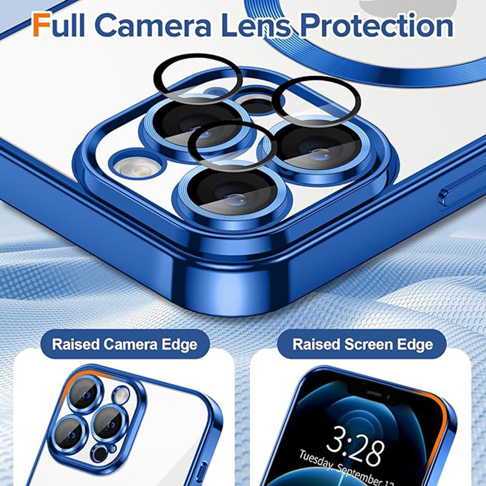 Funda MagSafe para Apple iPhone 12 Pro Max, Techsuit, Luxury Crystal, Azul Oscuro