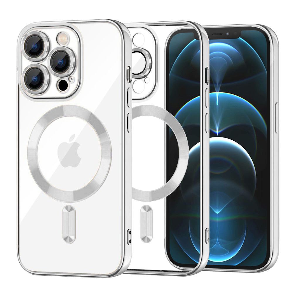 Funda MagSafe para Apple iPhone 12 Pro Max, Techsuit, Luxury Crystal, Plateada