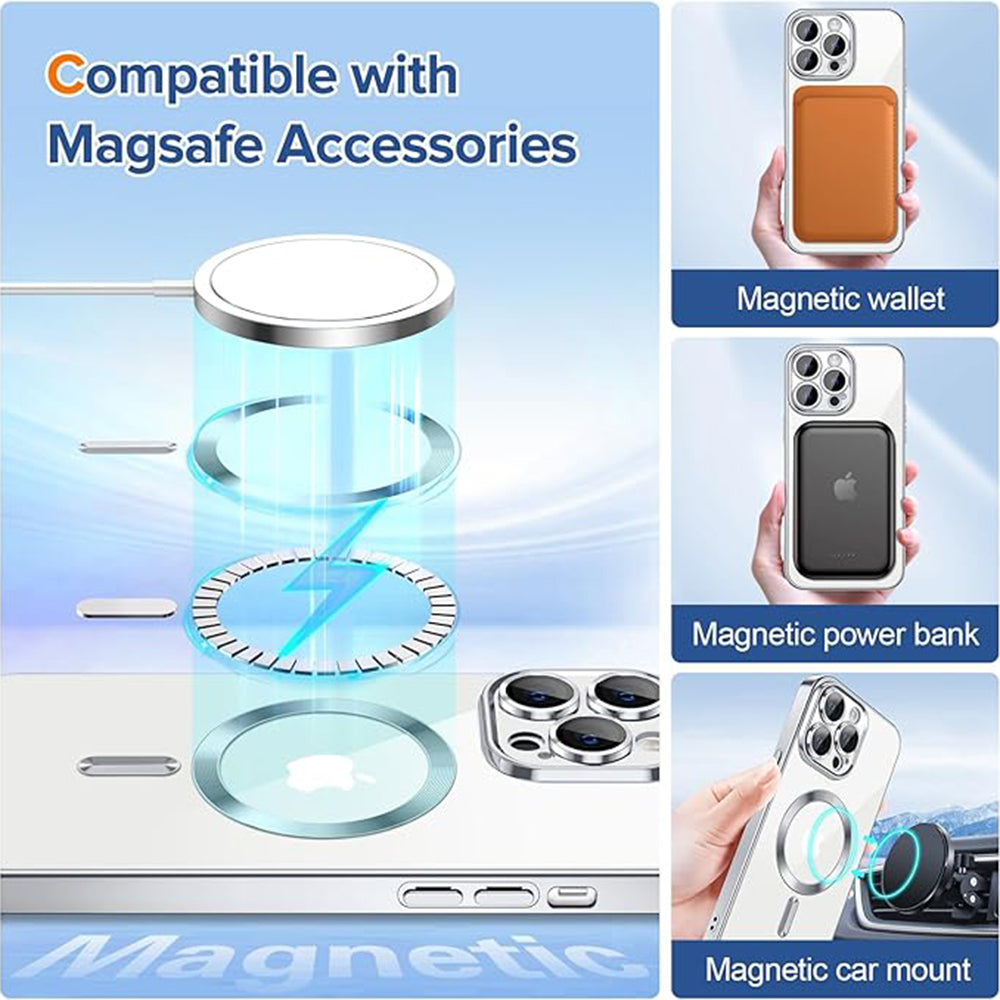 Funda MagSafe para Apple iPhone 12 Pro Max, Techsuit, Luxury Crystal, Plateada