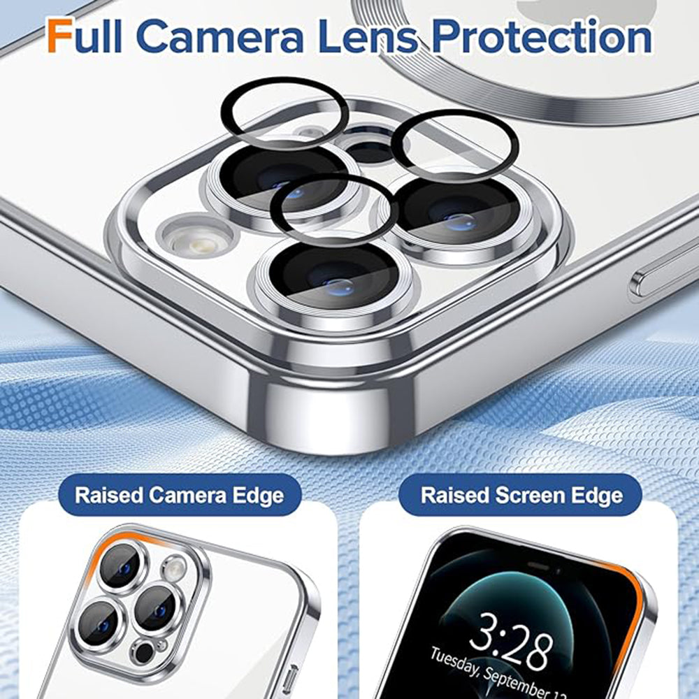 Funda MagSafe para Apple iPhone 12 Pro Max, Techsuit, Luxury Crystal, Plateada