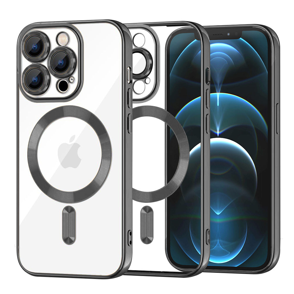Funda MagSafe para Apple iPhone 12 Pro Max, Techsuit, Luxury Crystal, Negra