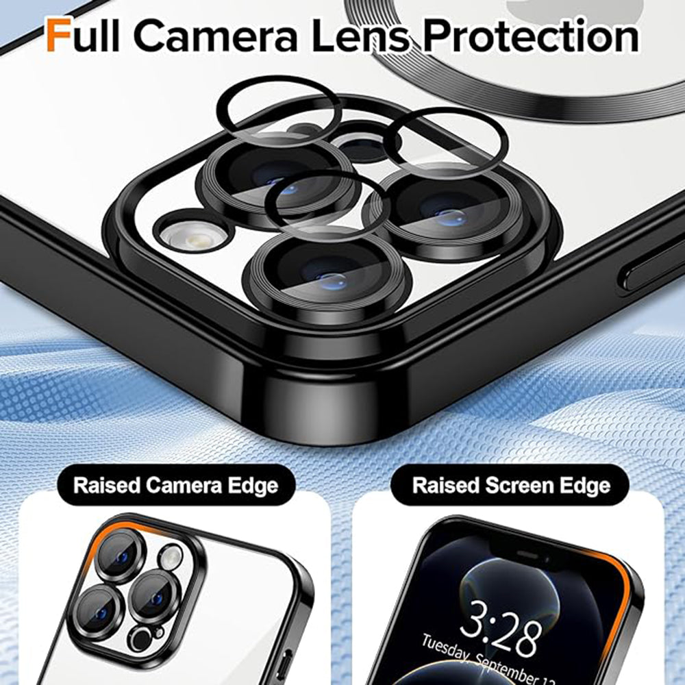 Funda MagSafe para Apple iPhone 12 Pro Max, Techsuit, Luxury Crystal, Negra