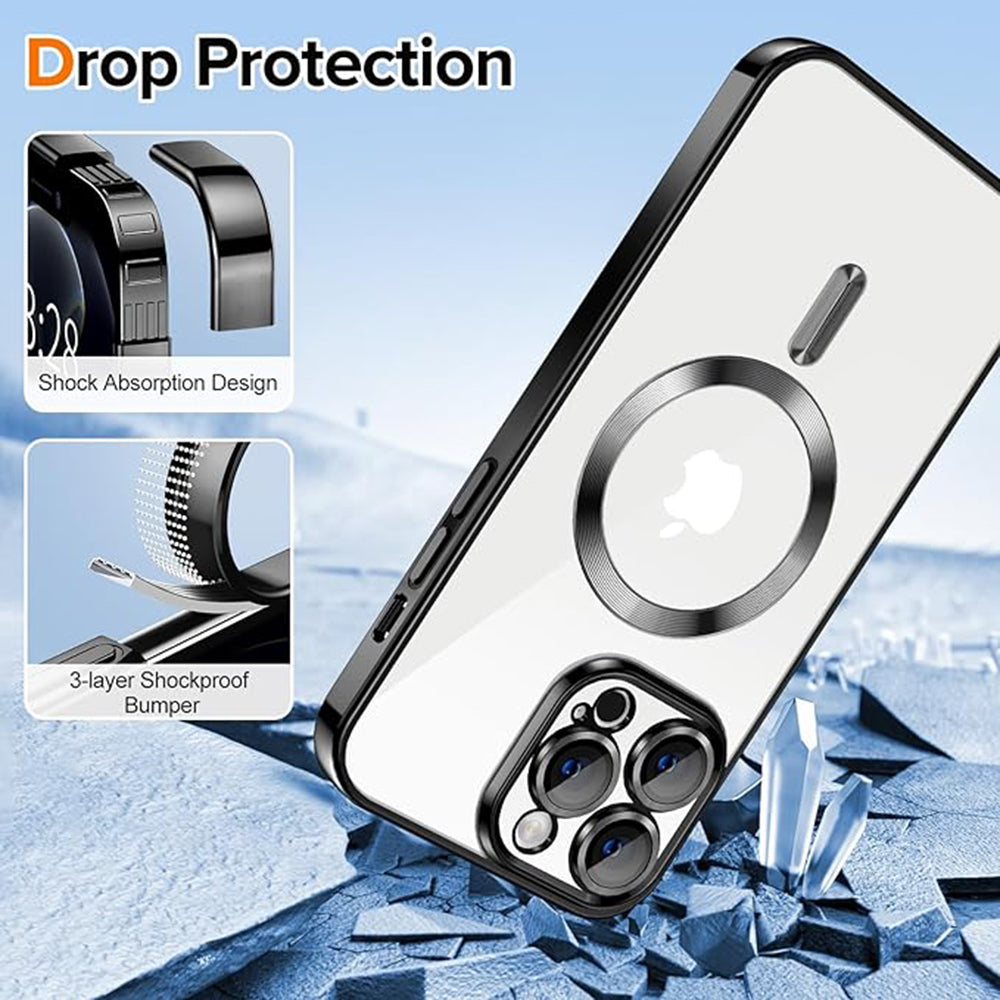 Funda MagSafe para Apple iPhone 12 Pro Max, Techsuit, Luxury Crystal, Negra
