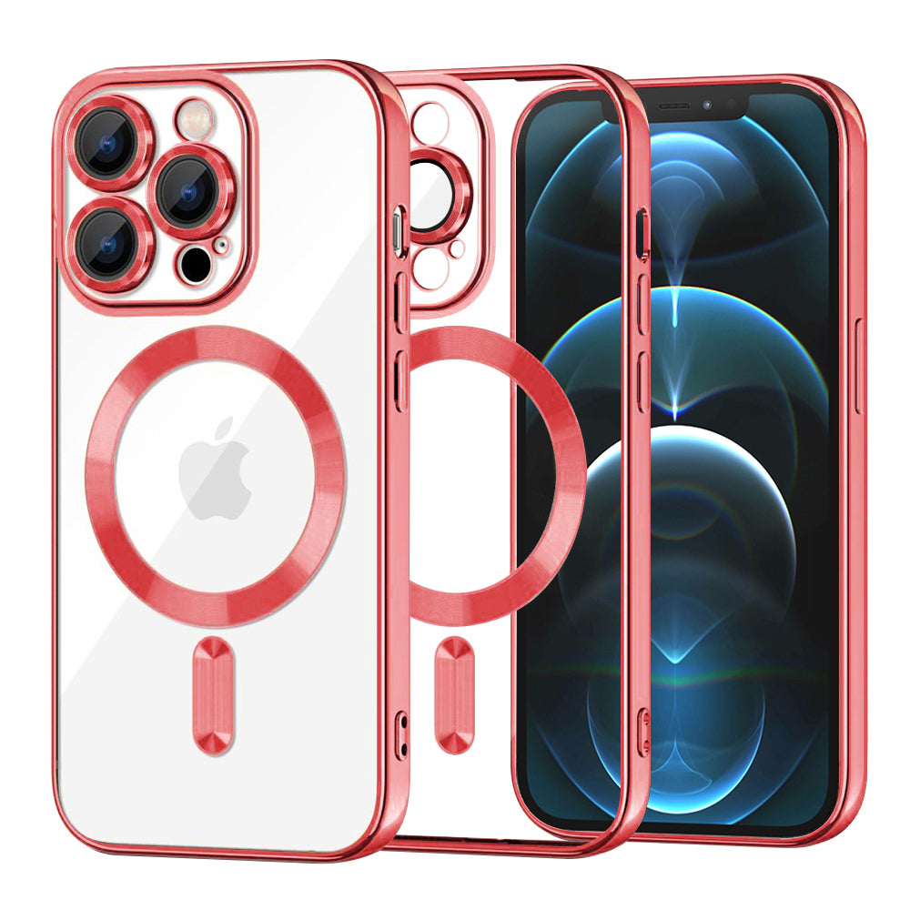 Funda MagSafe para Apple iPhone 12 Pro Max, Techsuit, Luxury Crystal, Roja