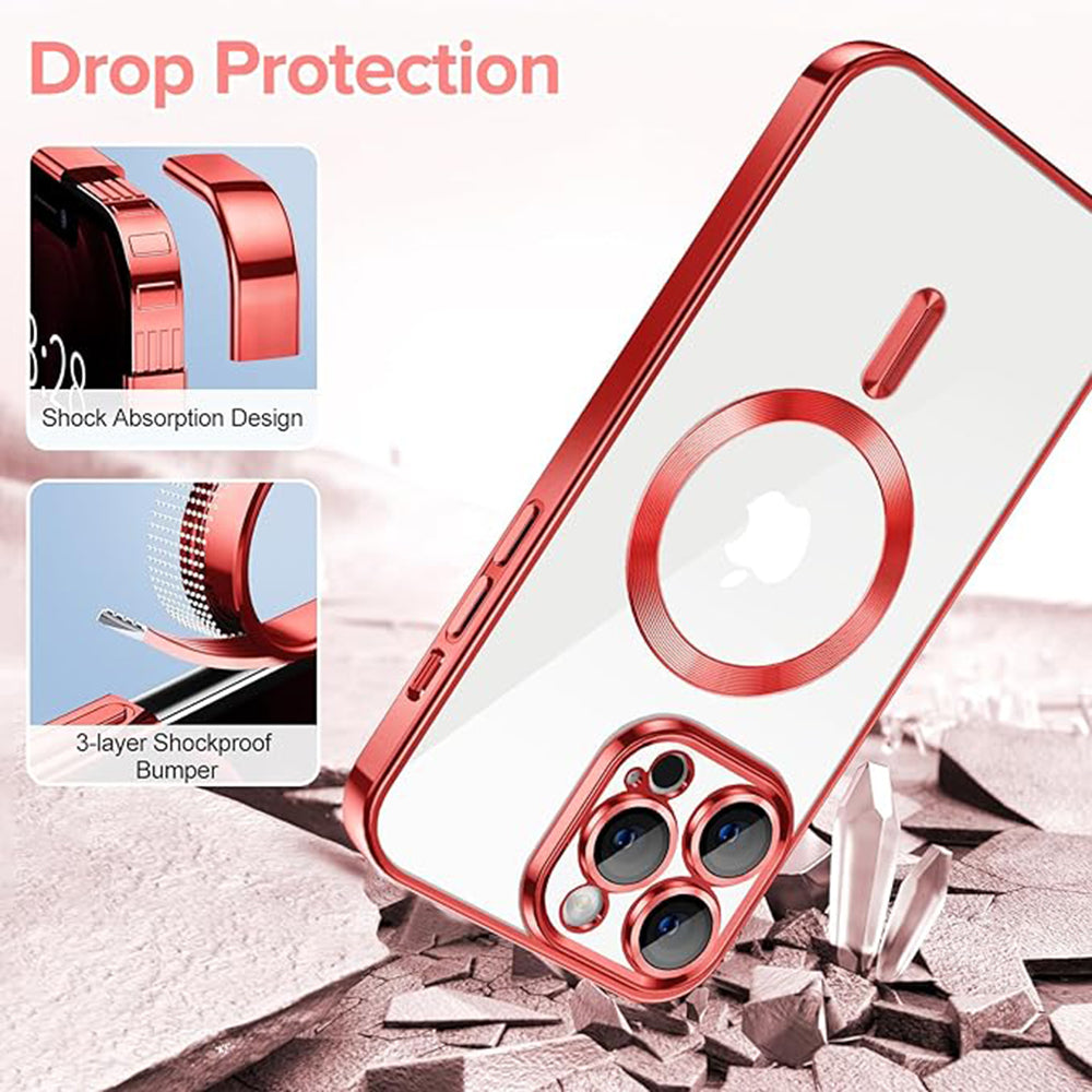 Funda MagSafe para Apple iPhone 12 Pro Max, Techsuit, Luxury Crystal, Roja