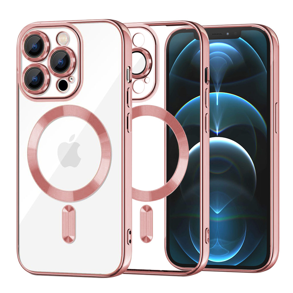 Funda MagSafe para Apple iPhone 12 Pro Max, Techsuit, Luxury Crystal, Rosa
