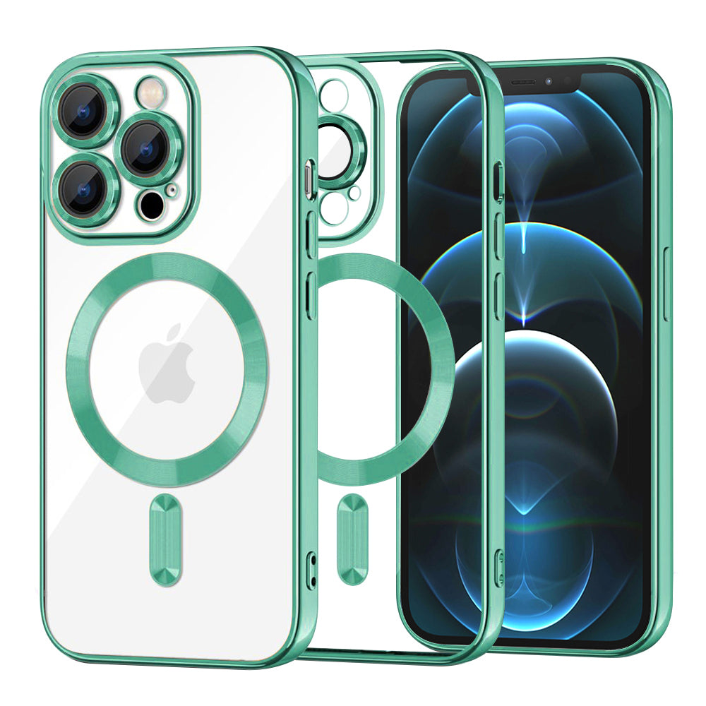 Funda MagSafe para Apple iPhone 12 Pro Max, Techsuit, Luxury Crystal, Verde Claro